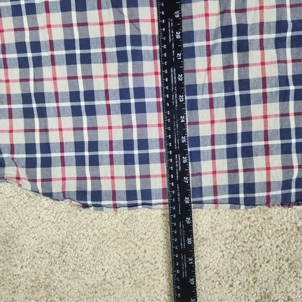 J Crew Shirt Mens L Red Blue Plaid Check Flex Wash Button Up Slim A867
